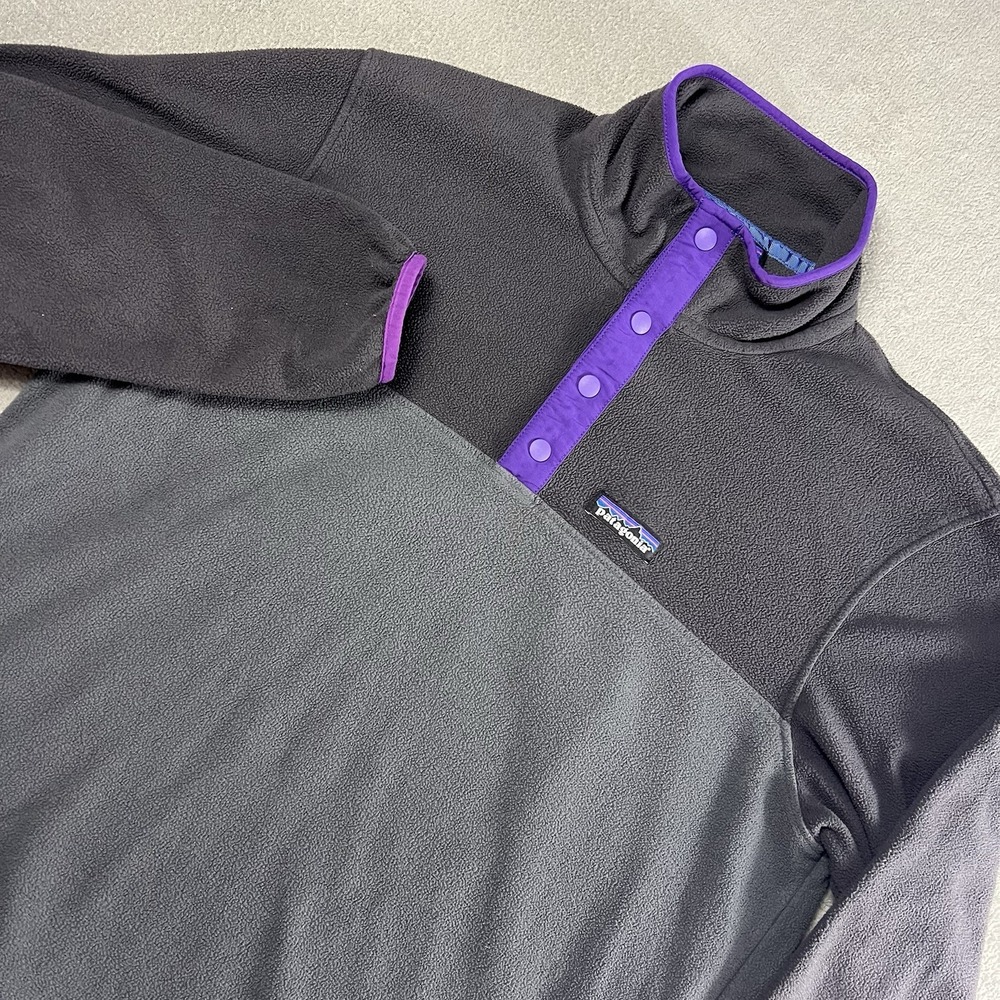 Patagonia Micro D Snap T Pullover Men M Gray Purple Fleece Performance